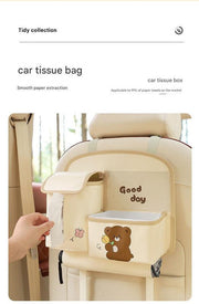 Danoz Direct - Car Seat Back Organizer with Practical design - Multi - Pocket Storage for Tissues and Gadgets - Beige - danozdirect
