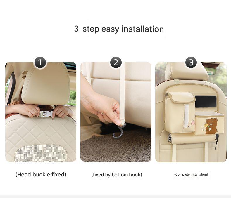 Danoz Direct - Car Seat Back Organizer with Practical design - Multi - Pocket Storage for Tissues and Gadgets - Brown - danozdirect