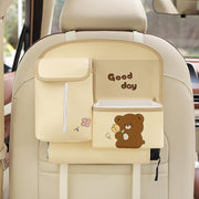 Danoz Direct - Car Seat Back Organizer with Practical design - Multi - Pocket Storage for Tissues and Gadgets - Cute bear(Beige) - danozdirect
