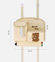 Danoz Direct - Car Seat Back Organizer with Practical design - Multi - Pocket Storage for Tissues and Gadgets - Cute bear(Pink) - danozdirect