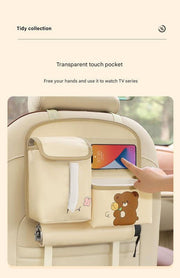 Danoz Direct - Car Seat Back Organizer with Practical design - Multi - Pocket Storage for Tissues and Gadgets - Cute bear(Pink) - danozdirect