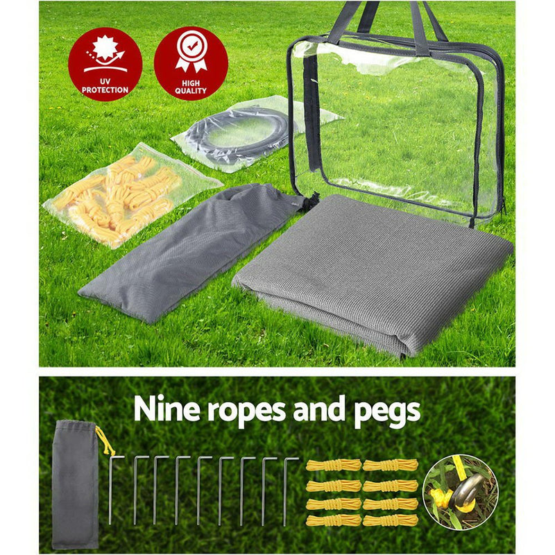 Danoz Direct - Caravan Privacy Screen Roll Out Awning 3.4x1.95M End Wall Side Sun Shade Grey - danozdirect