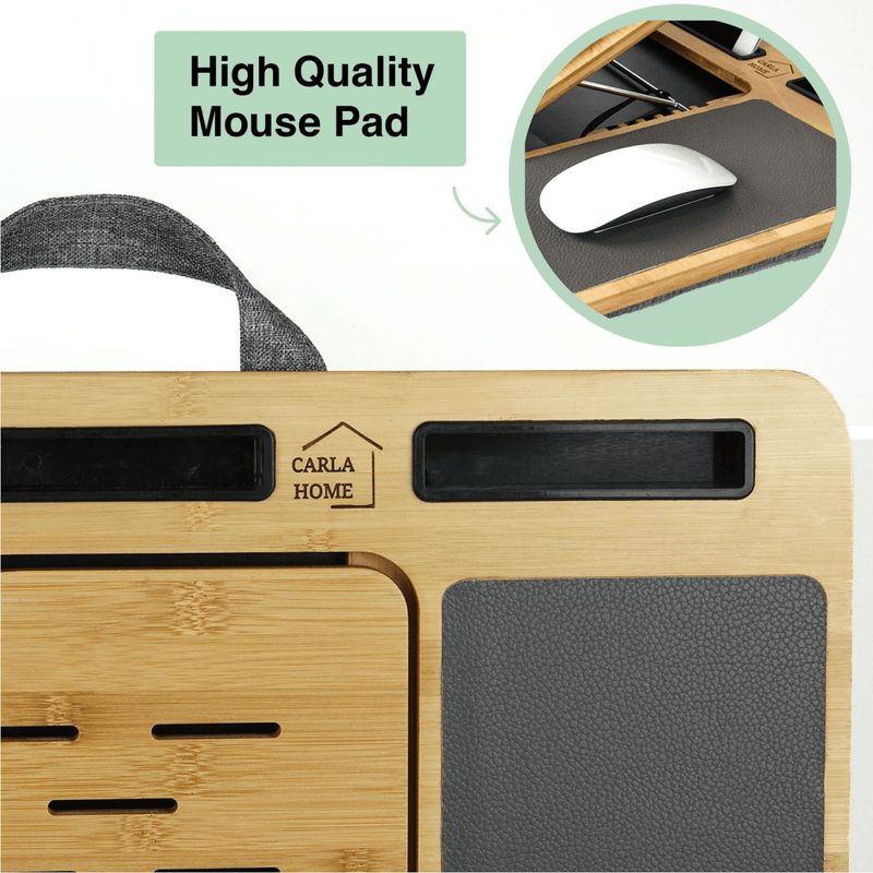 Danoz Direct - CARLA HOME Bamboo Laptop Lap Desk with Cushion and Angle Adjustable for Office and Home - danozdirect