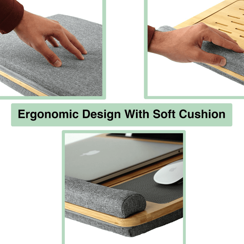 Danoz Direct - CARLA HOME Bamboo Laptop Lap Desk with Cushion and Angle Adjustable for Office and Home - danozdirect
