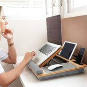 Danoz Direct - CARLA HOME Bamboo Laptop Lap Desk with Cushion and Angle Adjustable for Office and Home - danozdirect