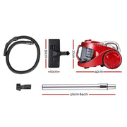 Danoz Direct - Devanti 2200W Bagless Vacuum Cleaner in a vibrant red color. With powerful suction and a bagless design - danozdirect