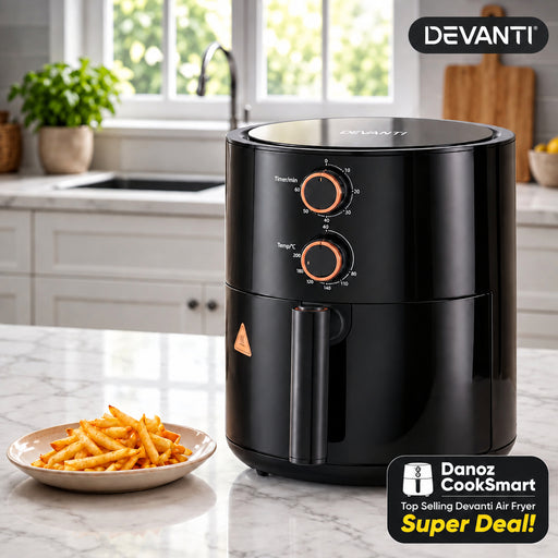 Danoz Direct - Devanti 4L Air Fryer Knob Control 1500W - danozdirect