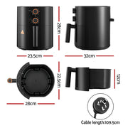 Danoz Direct - Devanti 4L Air Fryer Knob Control 1500W - danozdirect