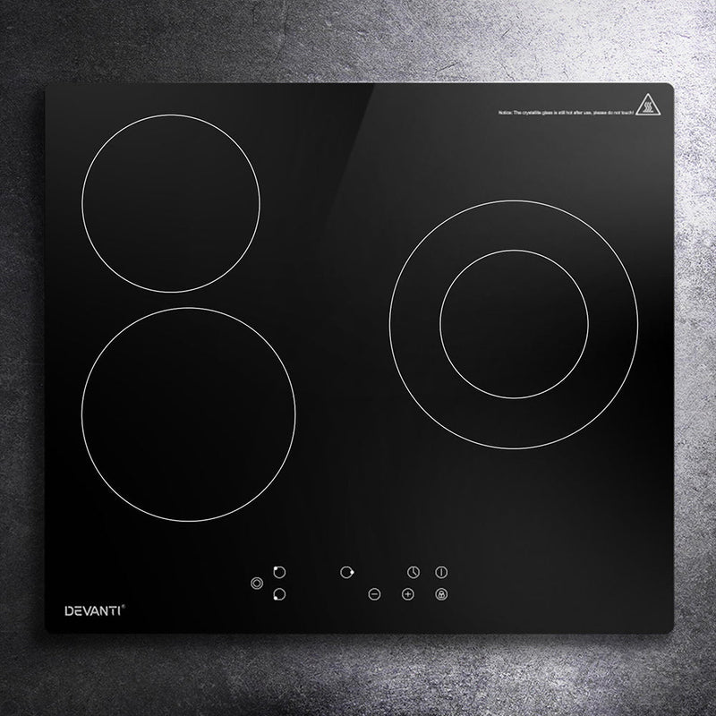 Danoz Direct - Devanti Electric Ceramic Cooktop 60cm Kitchen Cooker 4 Burner Hob Touch Control 5200W - danozdirect