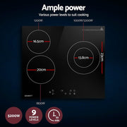 Danoz Direct - Devanti Electric Ceramic Cooktop 60cm Kitchen Cooker 4 Burner Hob Touch Control 5200W - danozdirect