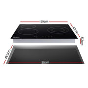 Danoz Direct - Devanti Electric Ceramic Cooktop 60cm Kitchen Cooker 4 Burner Hob Touch Control 5200W - danozdirect