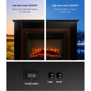 Danoz Direct - Devanti Electric Fireplace Fire Heater 2000W Black, the epitome of luxury and style. - danozdirect