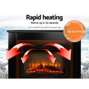 Danoz Direct - Devanti Electric Fireplace Fire Heater 2000W Black, the epitome of luxury and style. - danozdirect