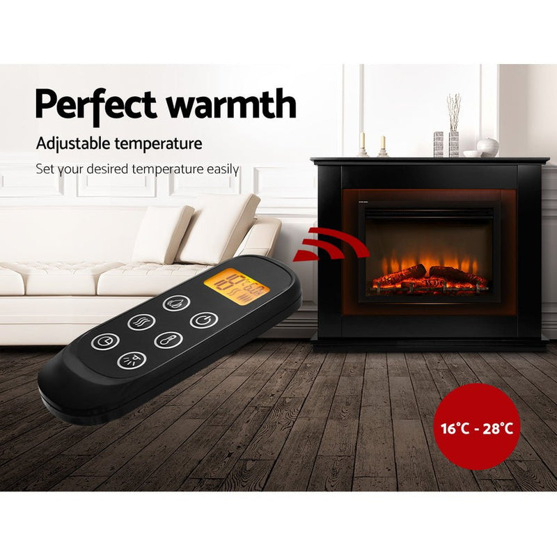 Danoz Direct - Devanti Electric Fireplace Fire Heater 2000W Black, the epitome of luxury and style. - danozdirect