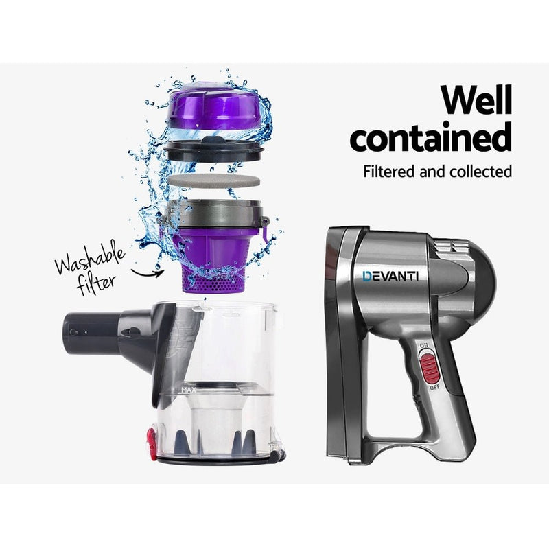 Danoz Direct - Devanti Handheld Vacuum Cleaner! Featuring a powerful roller brush head, this cordless wonder effortlessly cleans any surface - danozdirect