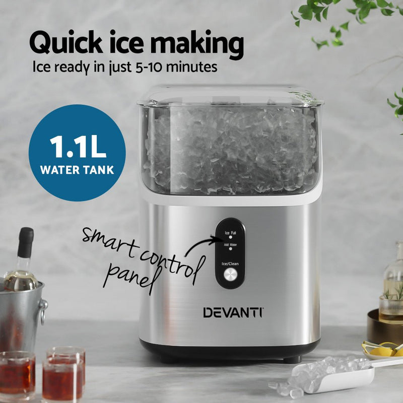 Danoz Direct - Devanti Ice Maker Machine 15kg Nugget Ice Cube - danozdirect