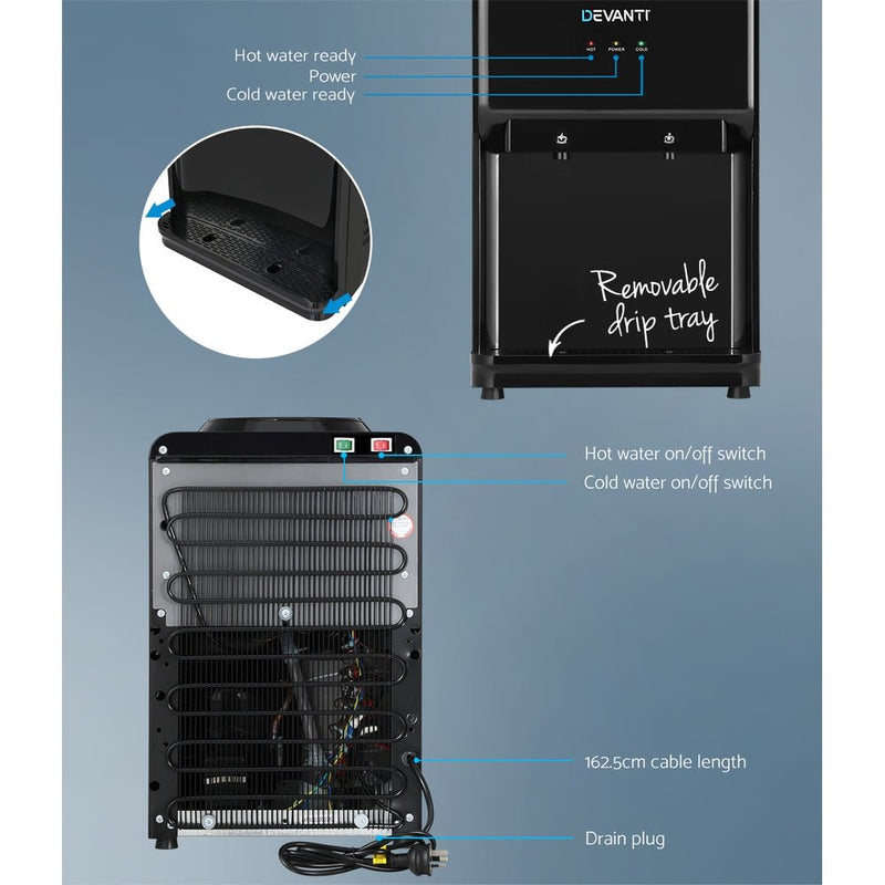 Danoz Direct - Devanti Water Cooler Dispenser Bench Top Black - Super Seller Inc. Delivery - danozdirect