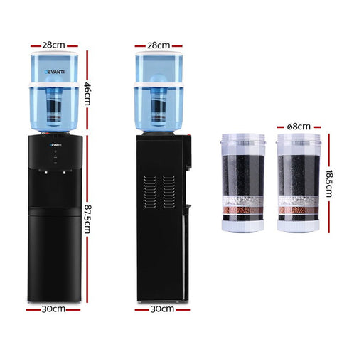 Danoz Direct - Devanti Water Cooler Dispenser Stand 22L Bottle Black w/2 Filter - Super Seller Inc. Delivery - danozdirect