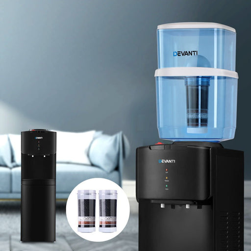 Danoz Direct - Devanti Water Cooler Dispenser Stand 22L Bottle Black w/2 Filter - Super Seller Inc. Delivery - danozdirect