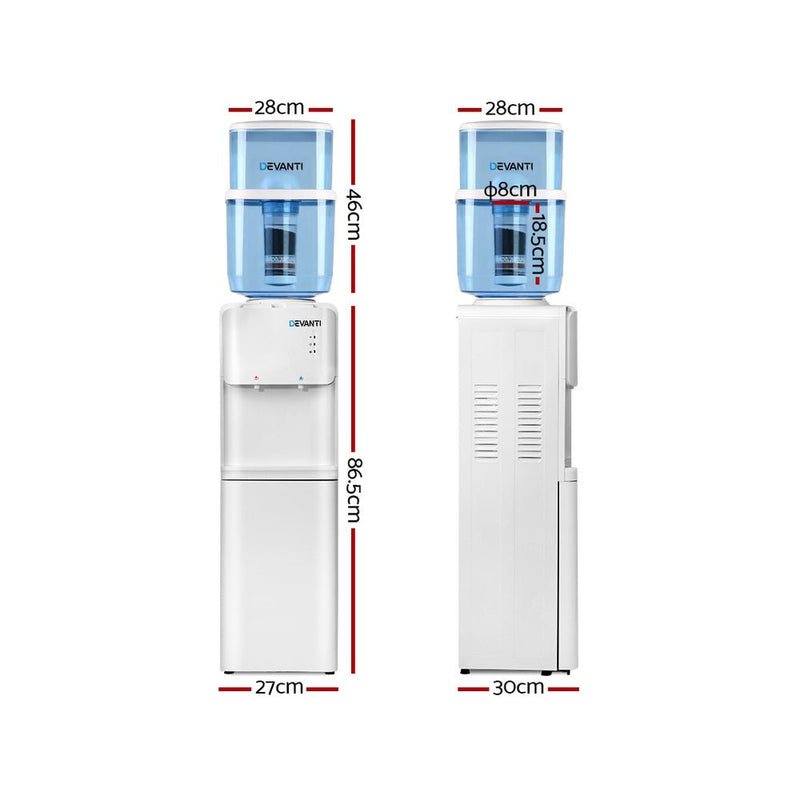 Danoz Direct - Devanti Water Cooler Dispenser Stand 22L Bottle White - Super Seller Inc. Delivery - danozdirect