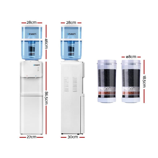 Danoz Direct - Devanti Water Cooler Dispenser Stand 22L Bottle White w/2 Filter - Super Seller Inc. Delivery - danozdirect