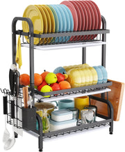 Danoz Direct - Dish Drying Rack 3 Tier Large Capacity Kitchen Storage with Utensil and Cutting Board Holder - danozdirect