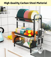 Danoz Direct - Dish Drying Rack 3 Tier Large Capacity Kitchen Storage with Utensil and Cutting Board Holder - danozdirect