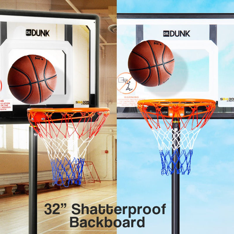 Danoz Direct - Dr. Dunk Adjustable Basketball Stand System Kids Hoop Portable Height Rim Ring - danozdirect