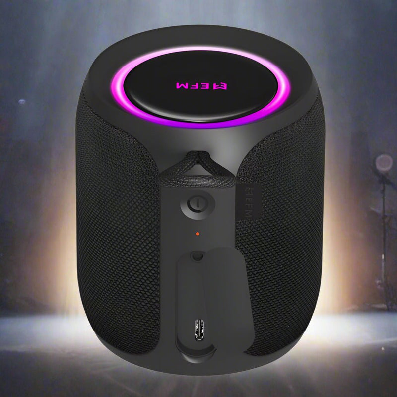 Danoz Direct - EFM Austin Mini Bluetooth Speaker with LED Colour Glow - Charcoal Black - danozdirect