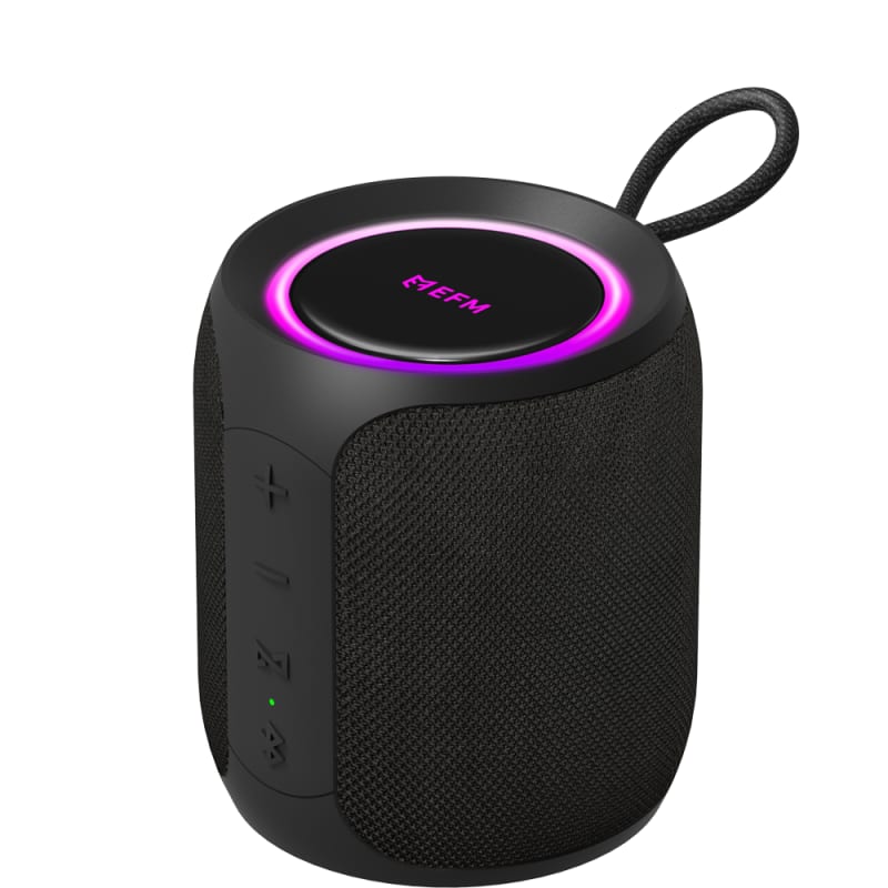 Danoz Direct - EFM Austin Mini Bluetooth Speaker with LED Colour Glow - Charcoal Black - danozdirect