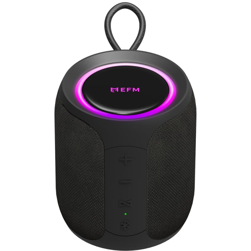 Danoz Direct - EFM Austin Mini Bluetooth Speaker with LED Colour Glow - Charcoal Black - danozdirect