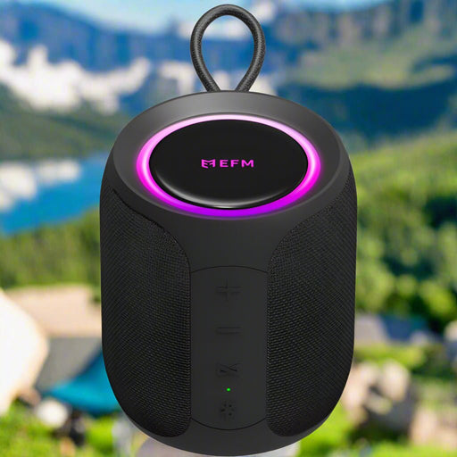 Danoz Direct - EFM Austin Mini Bluetooth Speaker with LED Colour Glow - Charcoal Black - danozdirect