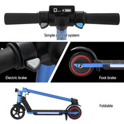 Danoz Direct - Electric Scooter 130W 16KM/H LED Light Folding Portable Riding Commuter Blue - danozdirect