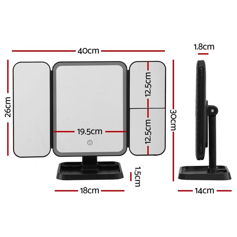 Danoz Direct - Embellir LED Makeup Mirror Tri - fold Lighted Vanity Mirrors 1X2X3X Magnifications - danozdirect