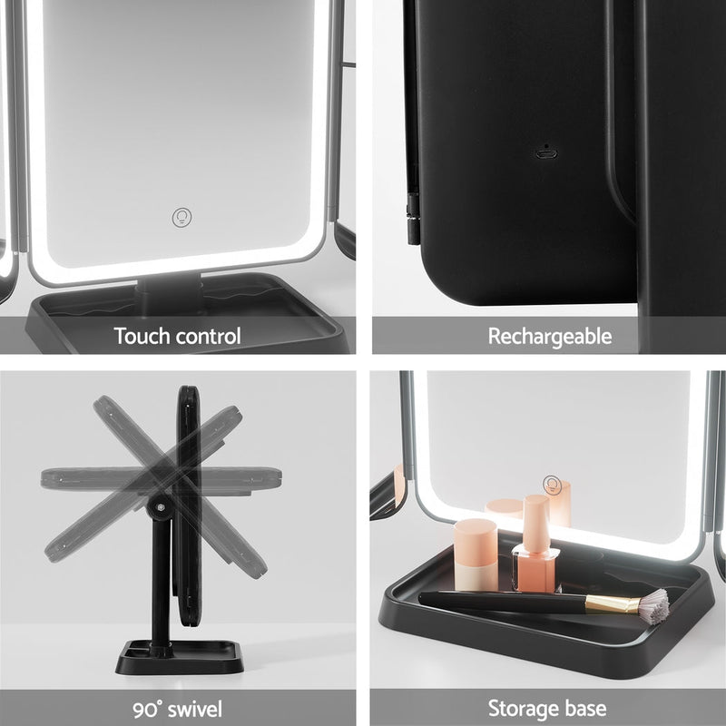 Danoz Direct - Embellir LED Makeup Mirror Tri - fold Lighted Vanity Mirrors 1X2X3X Magnifications - danozdirect