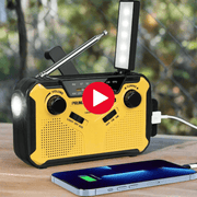Danoz Direct Emergency Radio 📻. Portable radio features AM/FM reception, solar hand crank, USB charging capabilities - danozdirect