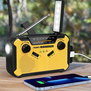 Danoz Direct Emergency Radio 📻. Portable radio features AM/FM reception, solar hand crank, USB charging capabilities - danozdirect