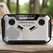 Danoz Direct Emergency Radio 📻. Portable radio features AM/FM reception, solar hand crank, USB charging capabilities - danozdirect