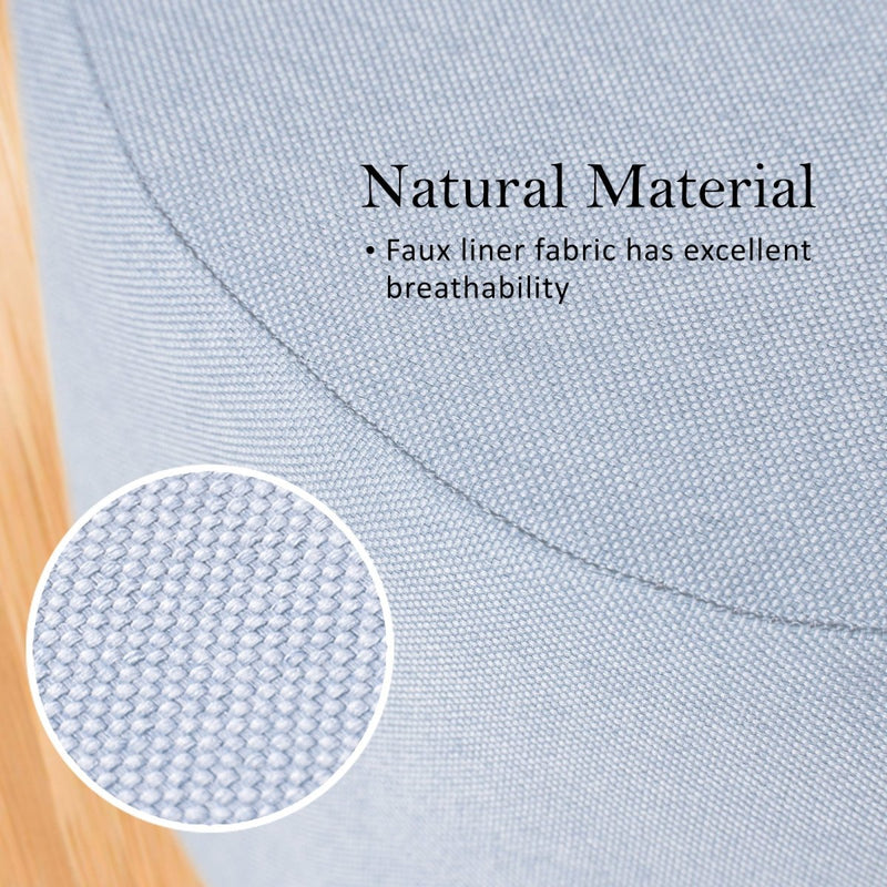 Danoz Direct - Fabric Ottoman Round Wooden Leg Foot Stool - LIGHT BLUE - danozdirect