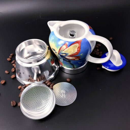 Danoz Direct - Fairy Vintage Porcelain Ceramic Italian Stove Top Espresso Coffee Maker 3 - 4Cups 200ml - danozdirect