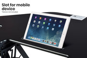 Danoz Direct - Fortia Corner Desk Riser 110cm Wide Adjustable Sit to Stand for Dual Monitor, Keyboard, Laptop, Black - danozdirect