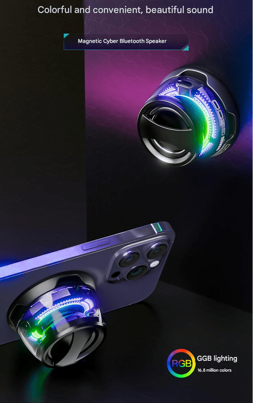 Danoz Direct - G300 Magnetic Suction Bluetooth Speaker - RGB Lights, 40mm Driver, 6H Playtime(Yellow) - danozdirect