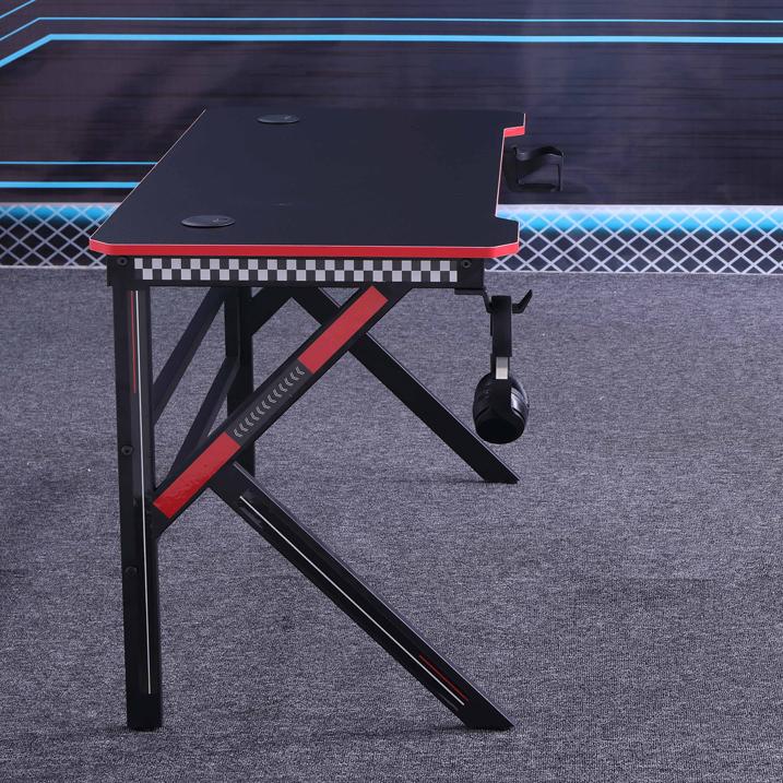 Danoz Direct - Gaming Desk Desktop PC Computer Desks Desktop Racing Table Office Laptop Home K - Shaped Legs Black 120cm - danozdirect