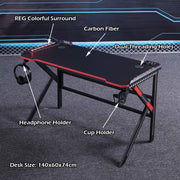 Danoz Direct - Gaming Desk Desktop PC Computer Desks Desktop Racing Table Office Laptop Home K - Shaped Legs Black 120cm - danozdirect