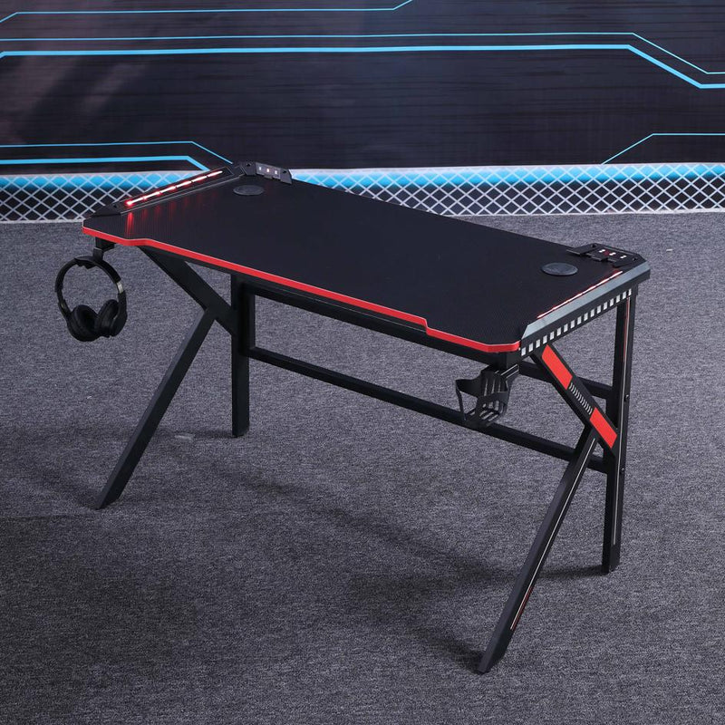 Danoz Direct - Gaming Desk Desktop PC Computer Desks Desktop Racing Table Office Laptop Home K - Shaped Legs Black 120cm - danozdirect