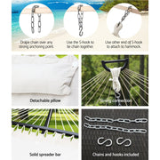 Danoz Direct - Gardeon Hammock Bed Outdoor Camping Portable Hanging Chair 2 Person Piillow - danozdirect