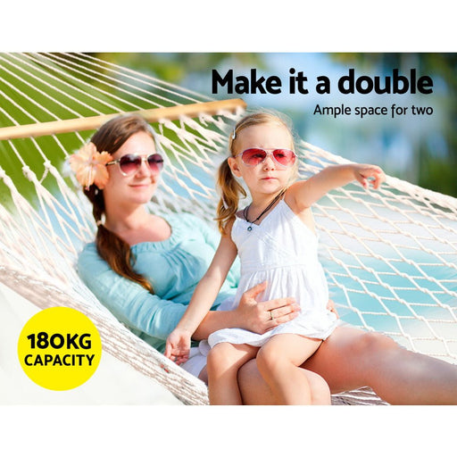 Danoz Direct - Gardeon Hammock Bed Outdoor Chair Camping Hanging Hammocks Mesh 2 Person - danozdirect