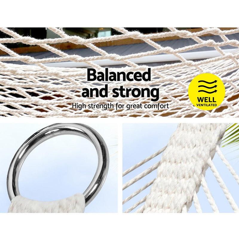 Danoz Direct - Gardeon Hammock Bed Outdoor Chair Camping Hanging Hammocks Mesh 2 Person - danozdirect
