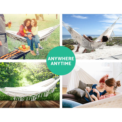 Danoz Direct - Gardeon Hammock Bed Rope Tassel Outdoor Hammocks Chair Camping - danozdirect