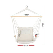 Danoz Direct - Gardeon Hammock Chair Hanging with Armrest Camping Hammocks Cream - danozdirect